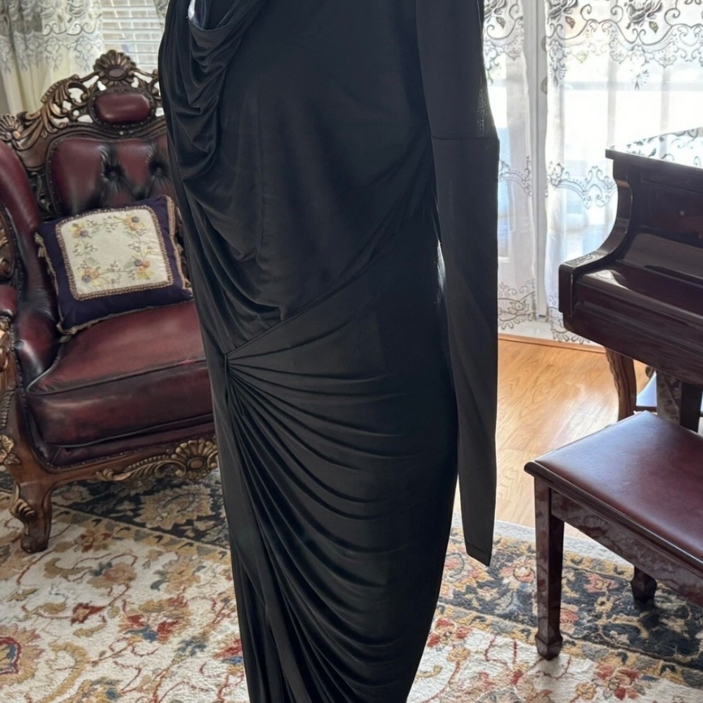 Alexander Wang Black Asymmetrical Draped Dress - Picture 2 of 16